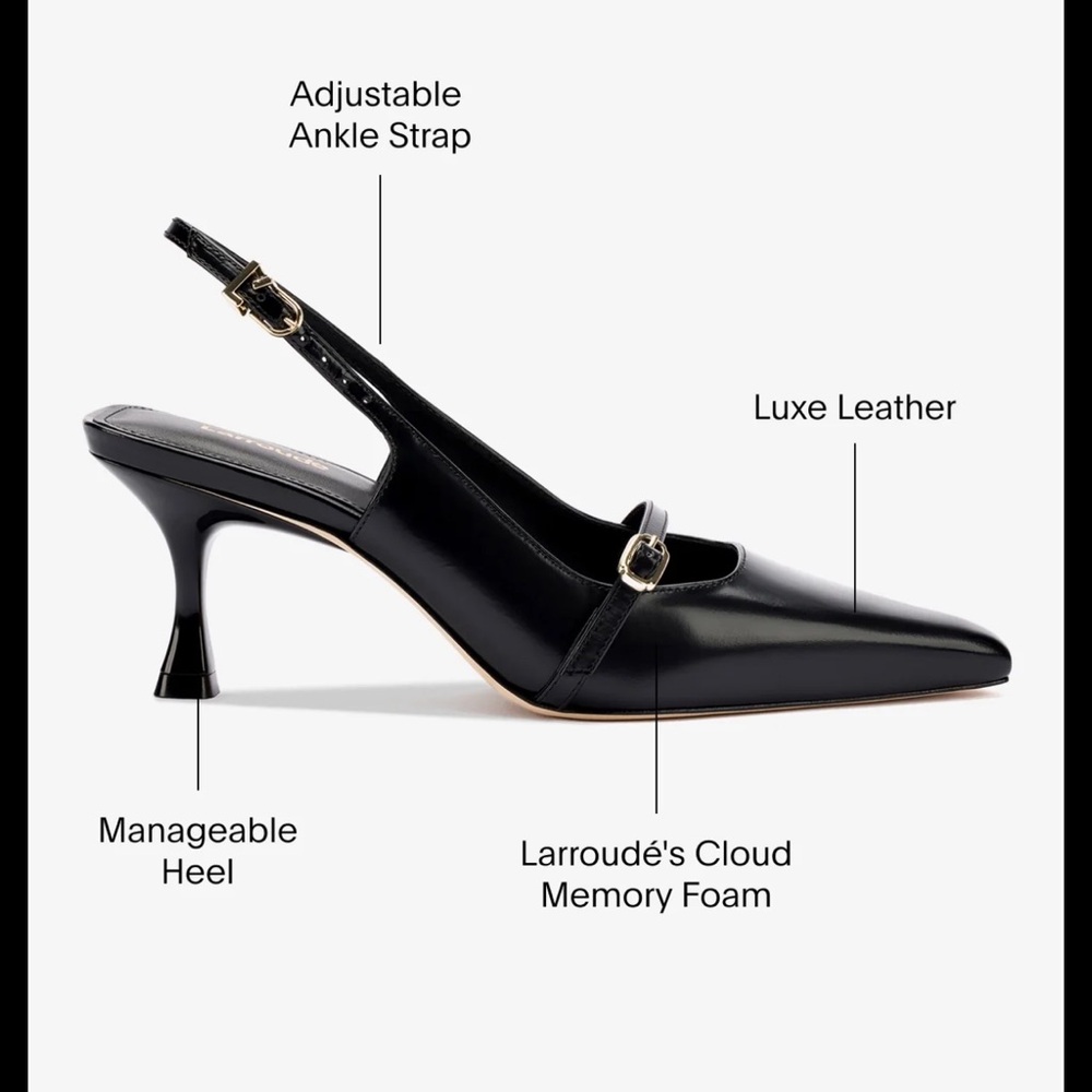 Larroude Ines Black Slingback Heels - Picture 3 of 4